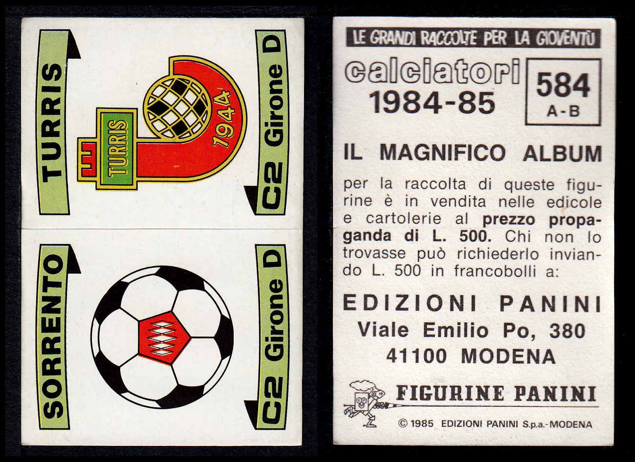 Figurine Panini - Calciatori 1984/85 - Mancolista SERIE C - Fascia 495/584