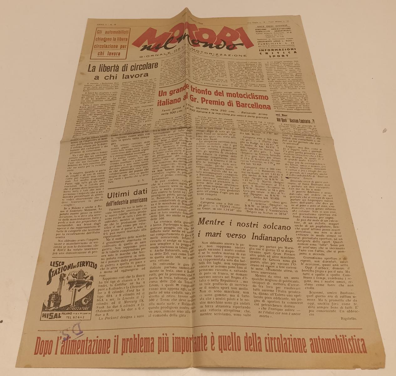 LR- GIORNALE DELLA MOTORIZZAZIONE MOTORI NEL MONDO ANNO II N.18 - RVSa517
