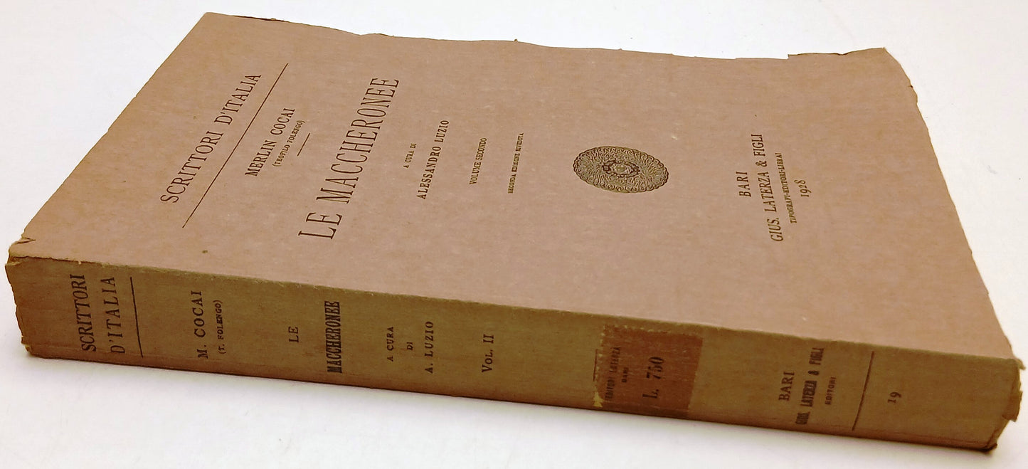 Le maccheronee II - Merlin Cocai - Laterza Scrittori d'Italia - 2a ed. 1928- XFS