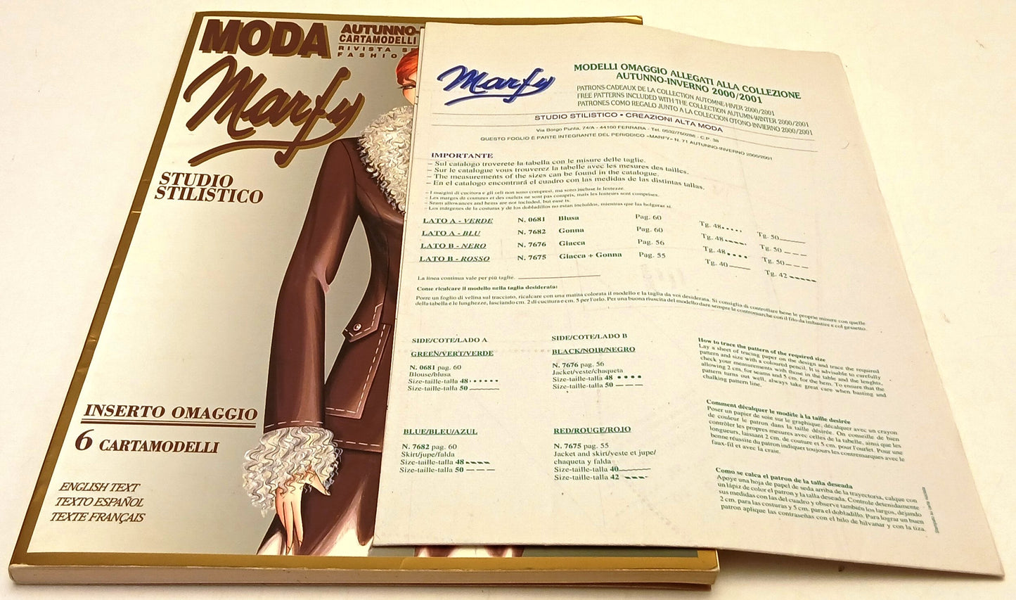 Rivista Fashion Design Marfy 71 Moda Autunno-Inverno 2000/01 Cartamodelli-YFS825