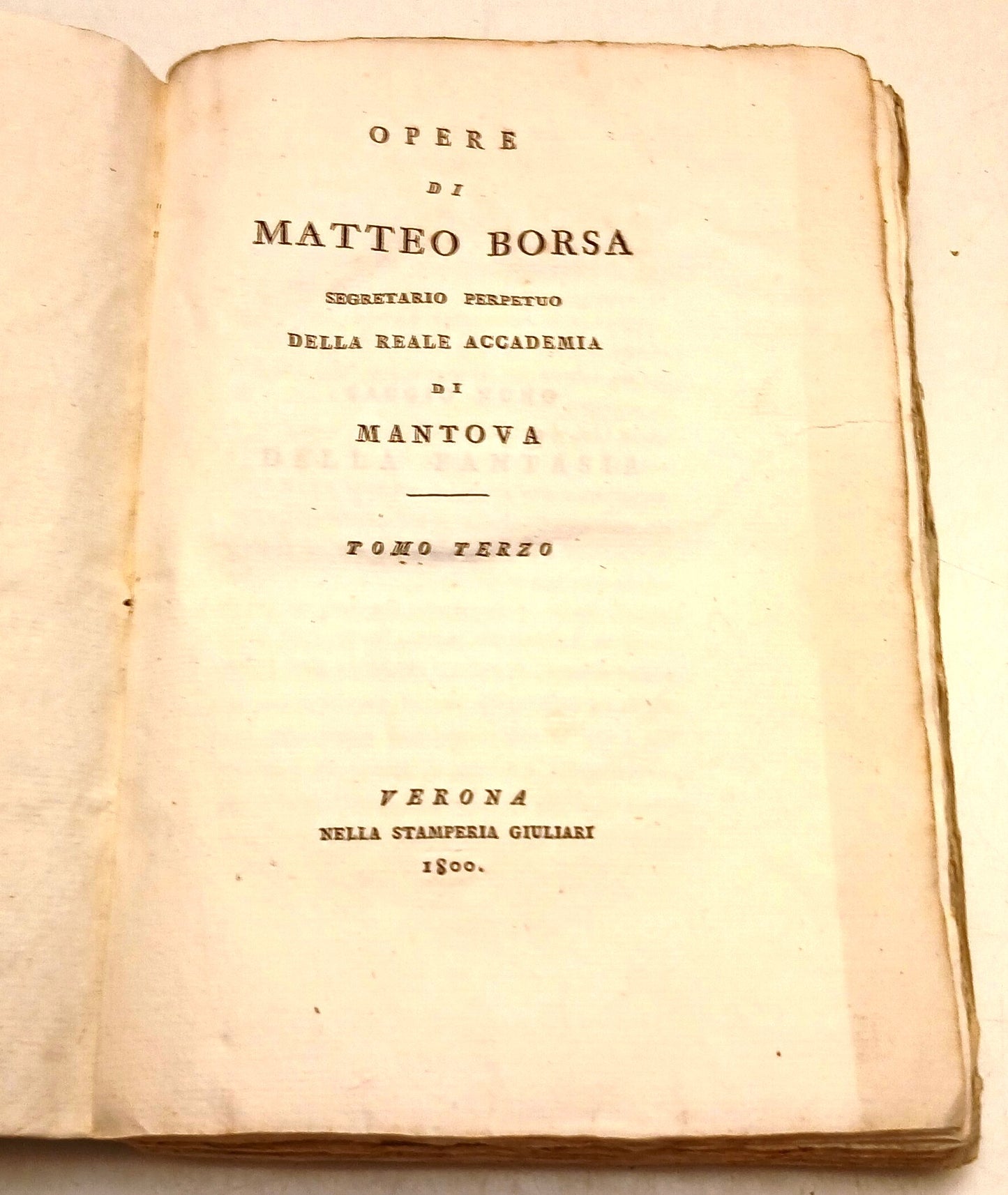 Opere di Matteo Borsa Tomo Terzo - Stamperia Giuliari - 1800 - Mantova - XFS47