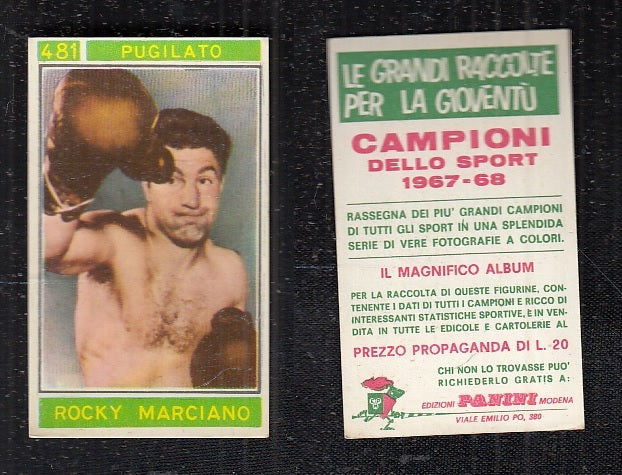 BOXING CARD - PANINI - CAMPIONI SPORT 1967/68 - ROCKY MARCIANO - 481 - EF