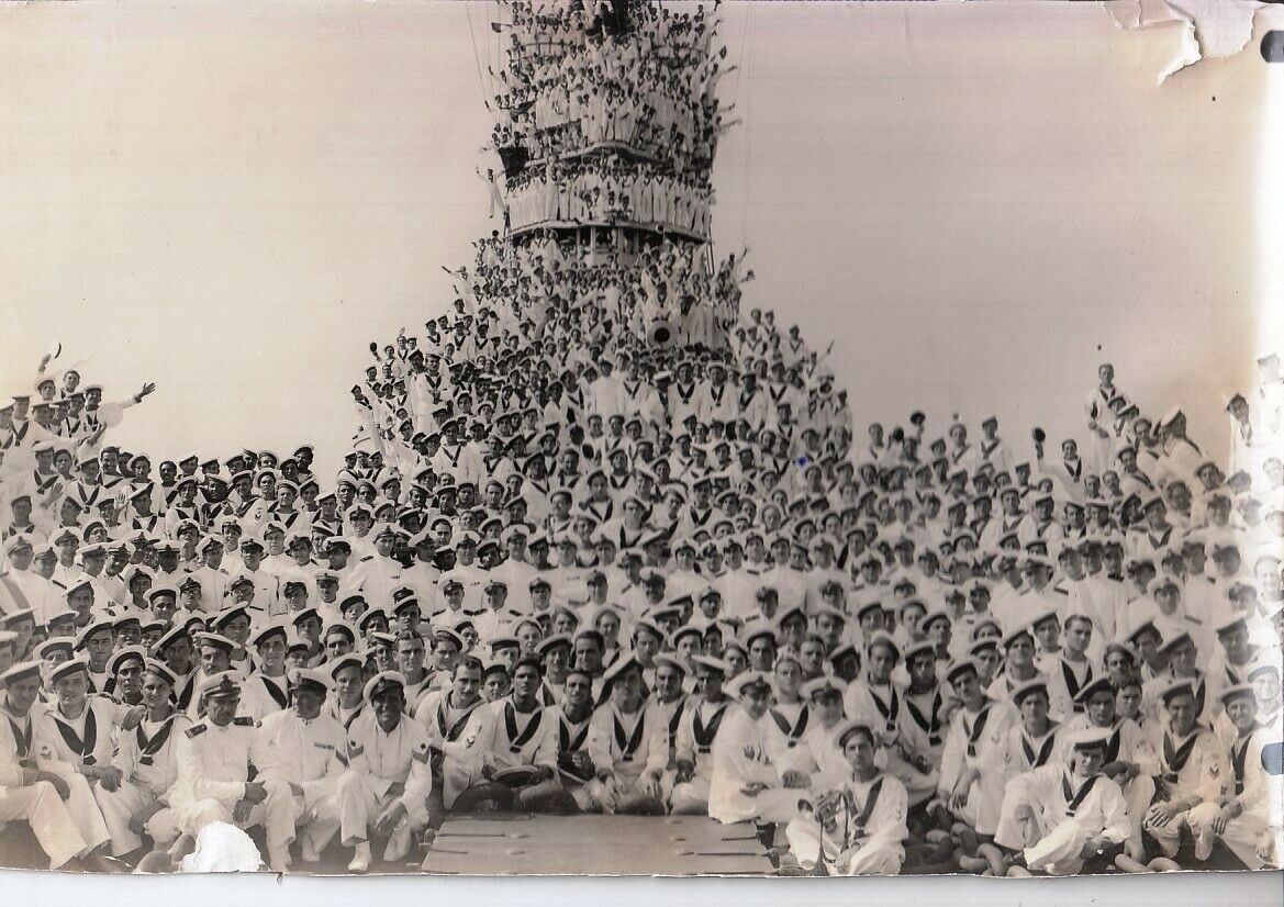 CC- GRANDE FOTO ORIGINALE EQUIPAGGIO ANDREA DORIA NAVE GUERRA WW1 WW2 - XFS65 74