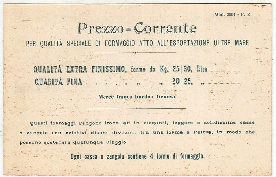 CV- CARTOLINA PUBBLICITARIA I PELAGATTI CHIARI PARMA PARMIGIANO REGGIANO- RVSz23