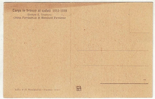 CV- CARTOLINA POSTALE - TARGA IN BRONZO AI CADUTI 1915-1918 - PARMA - RVSz25