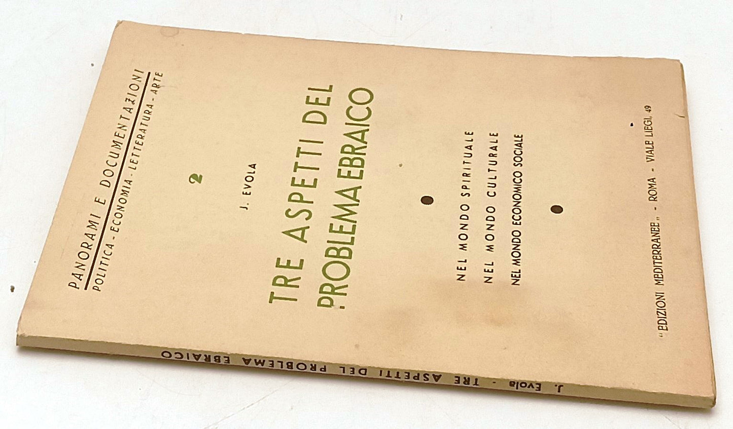 LD- TRE ASPETTI DEL PROBLEMA EBRAICO - J. EVOLA- MEDITERRANEE--- 1936- B- XFS158