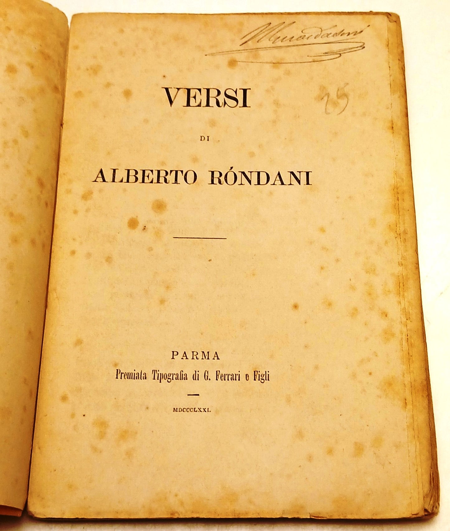 Versi - Alberto Rondani - G. Ferrari e figli - 1871 - RVSz139