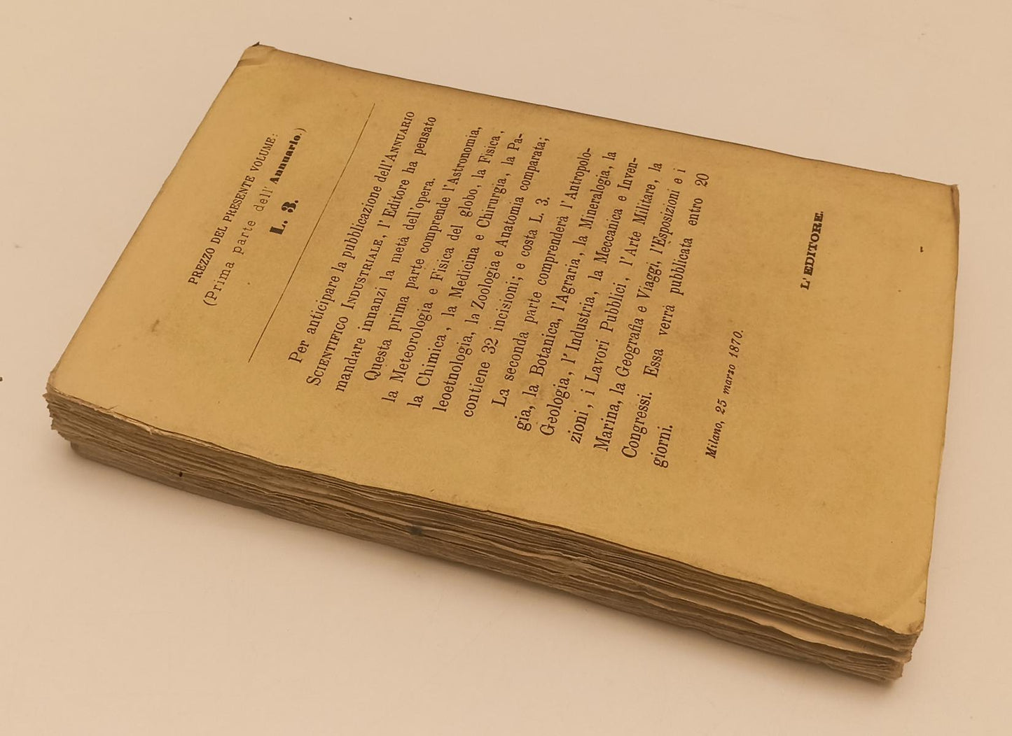 LH- ANNUARIO SCIENTIFICO ED INDUSTRIALE I ANNO VI 1869 -- TREVES ---- B - XFS44
