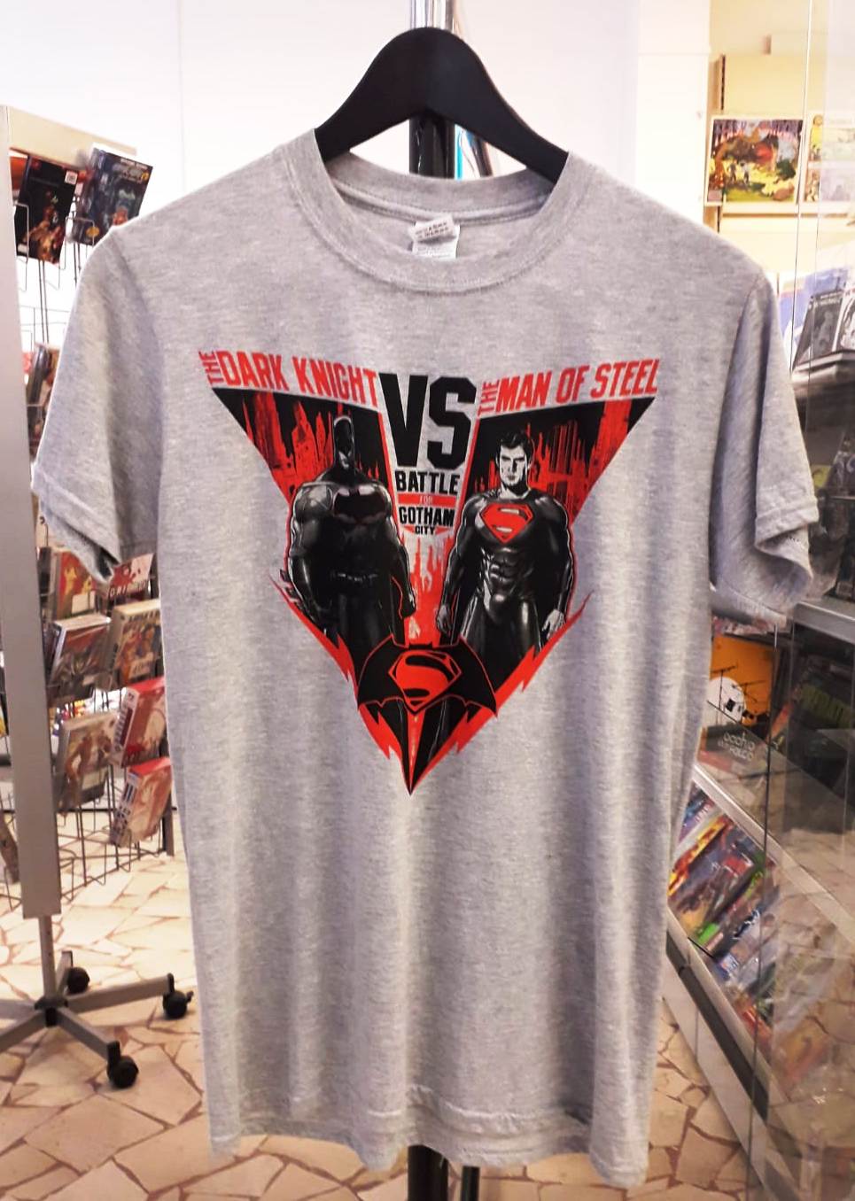 GF- MAGLIETTA T-SHIRT GRIGIA GREY BATMAN VS. SUPERMAN