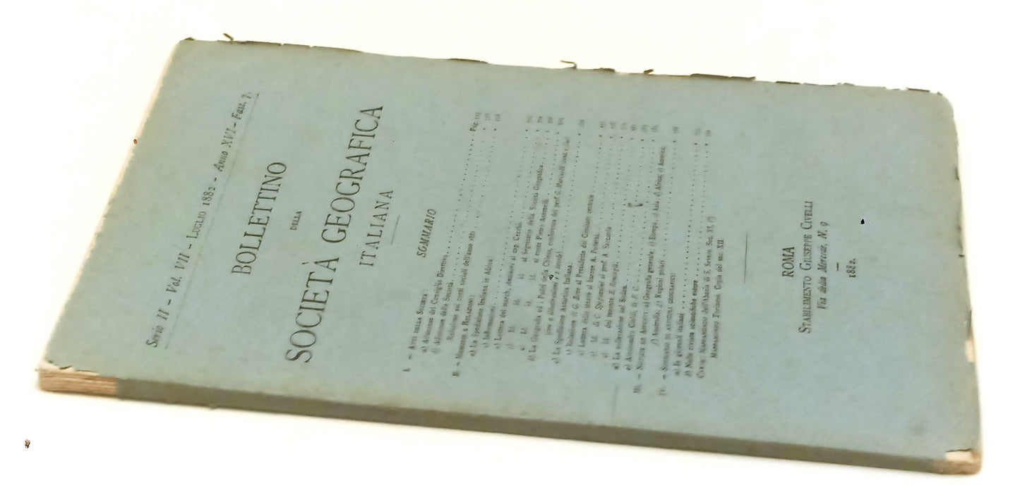 LH- BOLLETTINO della SOCIETA' GEOGRAFICA ITALIANA FASCICOLO 7 1882 - YFS511
