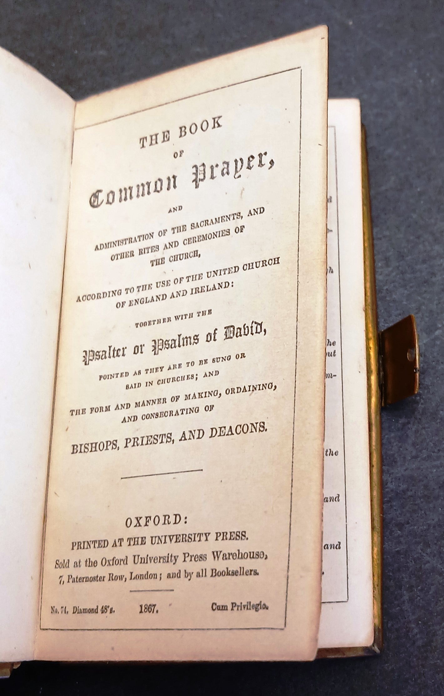 The book of Common Prayer Libro preghiere - Oxford - 1867 - inglese - LCH15