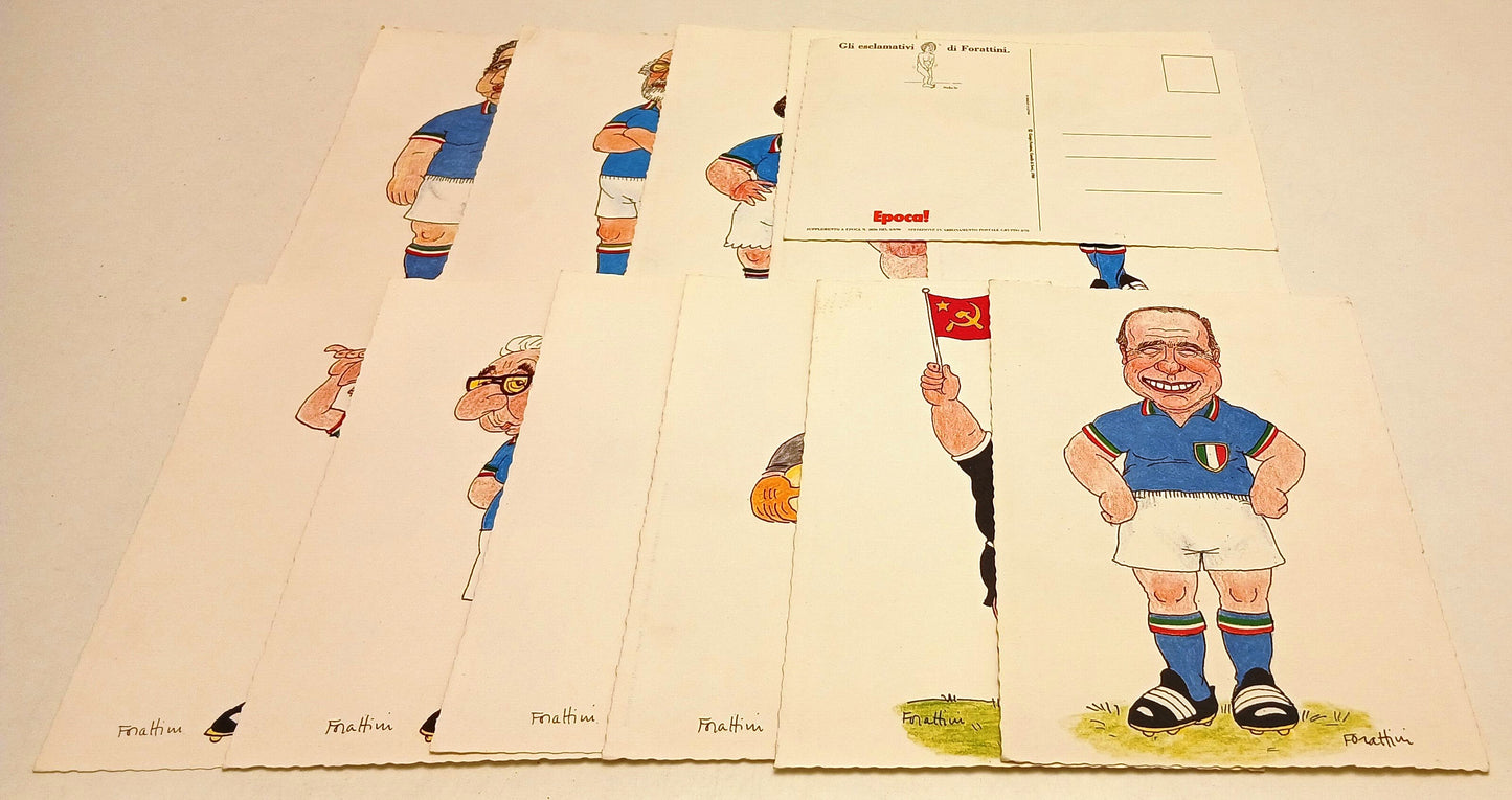 CV- 12 CARTOLINE CARICATURE GLI ESCLAMATIVI DI FORATTINI EPOCA 1990 - RVSa795