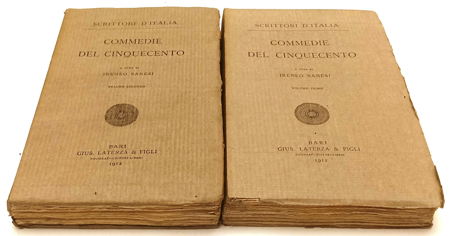 LN- COMMEDIE DEL CINQUECENTO 2 VOLUMI -- LATERZA - SCRITTORI -- 1912- B- XFS134