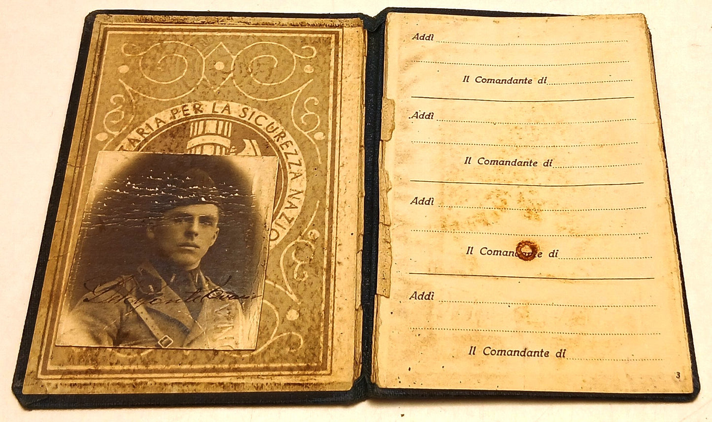 CV- TESSERA MILIZIA VOLONTARIA SICUREZZA NAZIONALE SOTTOUFFICIALI - RVSz81