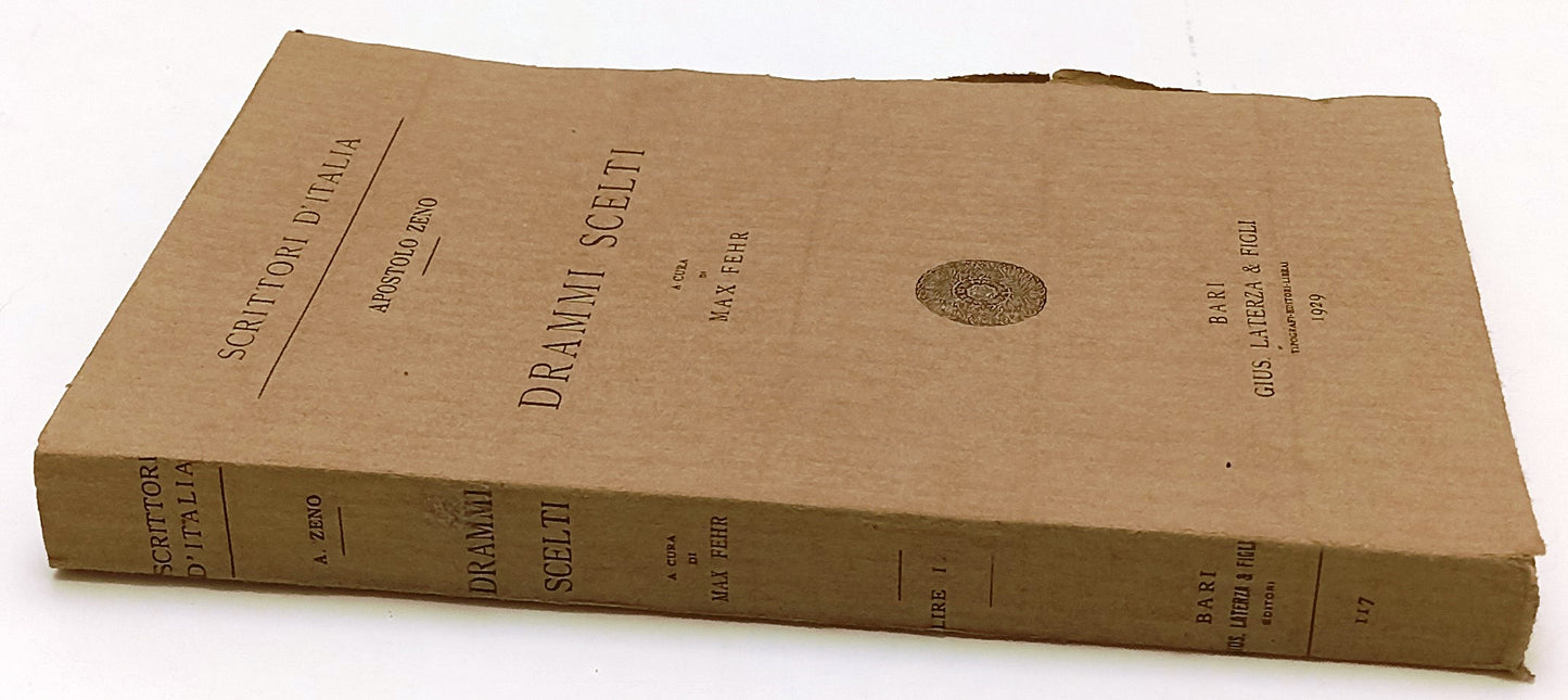 LN- DRAMMI SCELTI - APOSTOLO ZENO- LATERZA- SCRITTORI D'ITALIA-- 1929- B- XFS208
