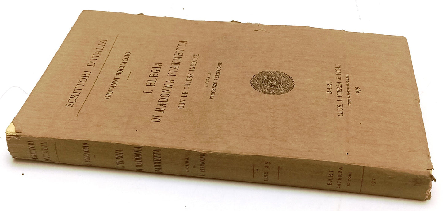 L'ELEGIA DI MADONNA FIAMMETTA - BOCCACCIO - LATERZA --- 1939 - B - XFS125