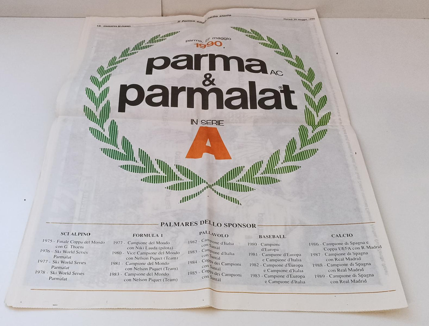 LC- GAZZETTA di PARMA 29 MAGGIO 1990 SPECIALE SERIE A PARMA NELLA STORIA RVSa234
