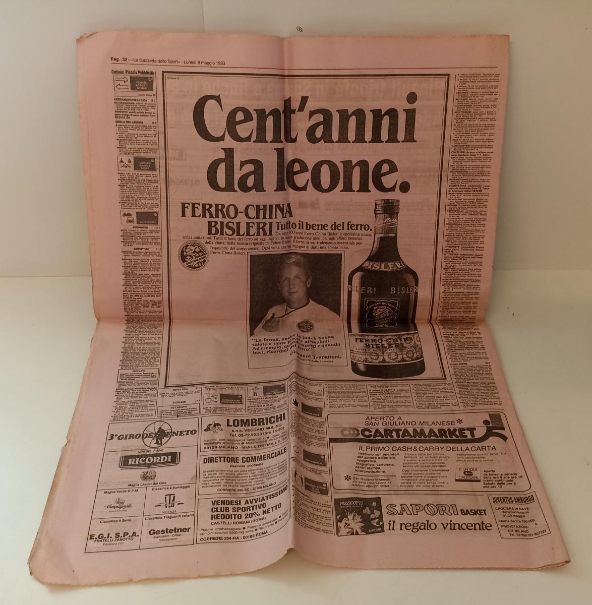 LC- QUOTIDIANO GAZZETTA DELLO SPORT 9 MAGGIO 1983 SCUDETTO ROMA - RVSa147