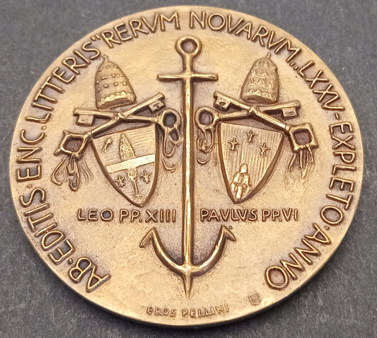 CB- MEDAGLIA AB EDITIS LITTERIS RERUM NOVARUM LXXV LEONE XIII PAULUS VI- GTTS135