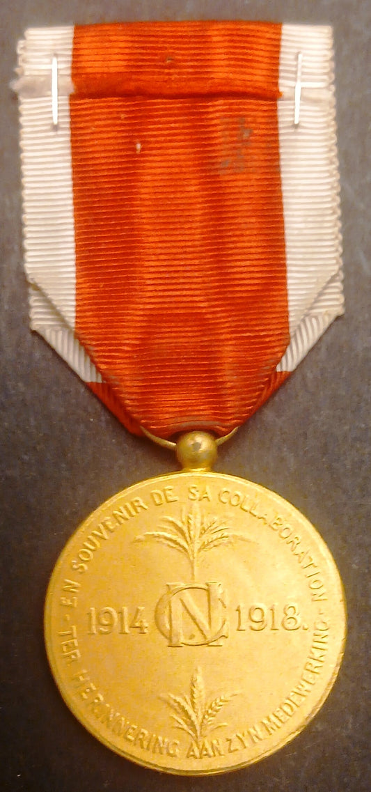 CB- Medaglia Belgio 1914-1918 Souvenir de sa collaboration - nastrino - GTTS204