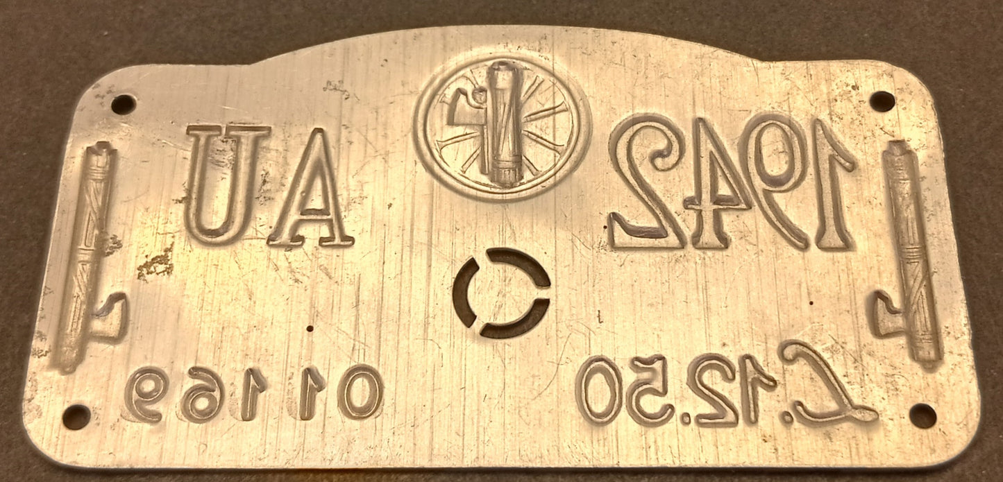 CB- TARGA TASSA CICLO FASCIMO MUSSOLINI 1942 AU L.12,50 01169 - GTTS86