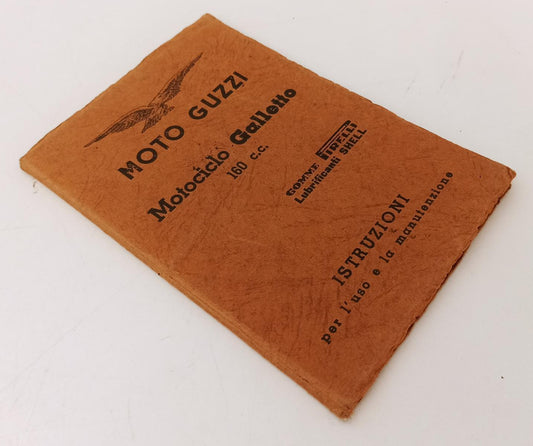 LZ- MOTO GUZZI MOTOCICLO GALLETTO ISTRUZIONI USO-- PIRELLI SHELL--- 1950- B-XDS7