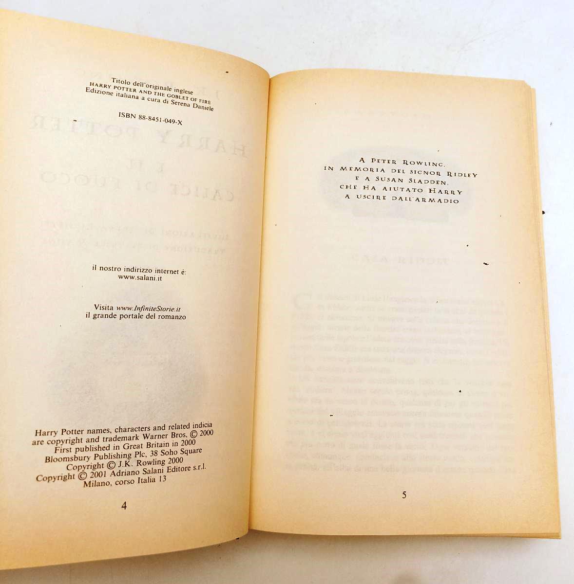 LF- HARRY POTTER E IL CALICE DI FUOCO- ROWLING- SALANI-- 1a ED.- 2001- CS-XFS179