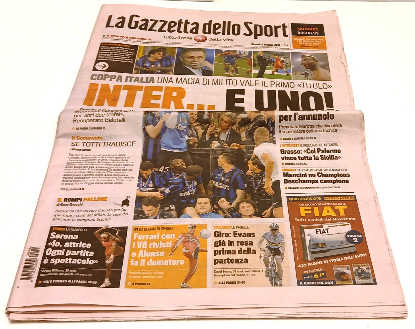 LC- GAZZETTA DELLO SPORT GIOVEDI' 6 MAGGIO 2010 - COPPA ITALIA INTER - RVSa799