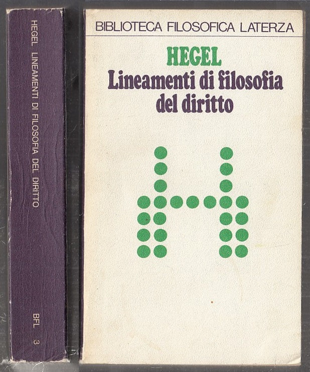 LS- LINEAMENTI DI FILOSOFIA DEL DIRITTO- HEGEL- LATERZA- BIBLIOTECA- 1974- B-XFS