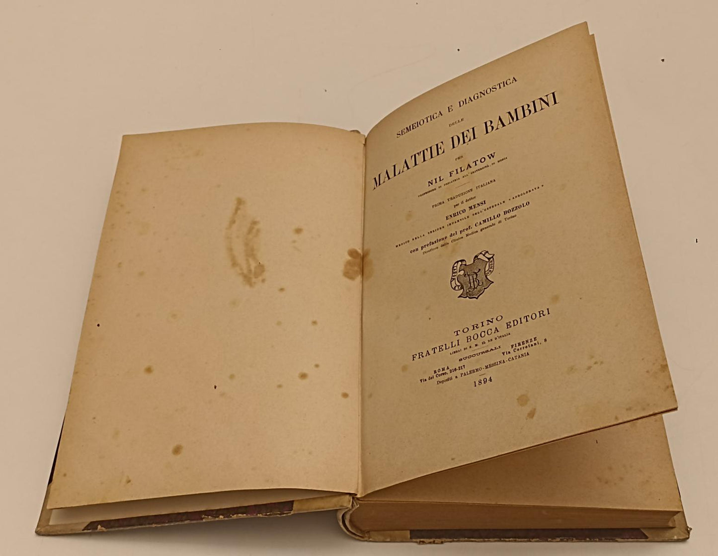 LH- MALATTIE DEI BAMBINI - NIL FILATOW - FRATELLI BOCCA--- 1894- CS- XFS134