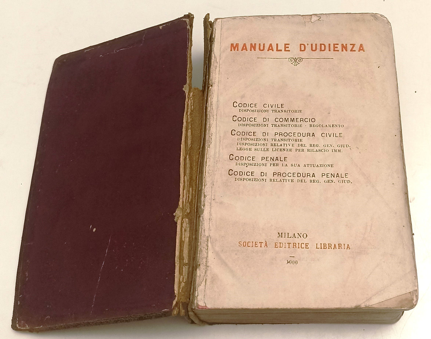 LH- MANUALE D'UDIENZA CODICE -- SOCIETA' EDITRICE LIBRARIA--- 1900- C- ZFS150