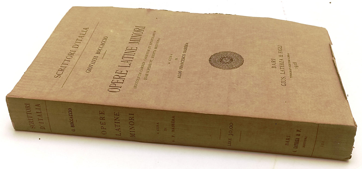 OPERE LATINE MINORI- GIOVANNI BOCCACCIO- LATERZA- SCRITTORI- 1928- B- XFS125