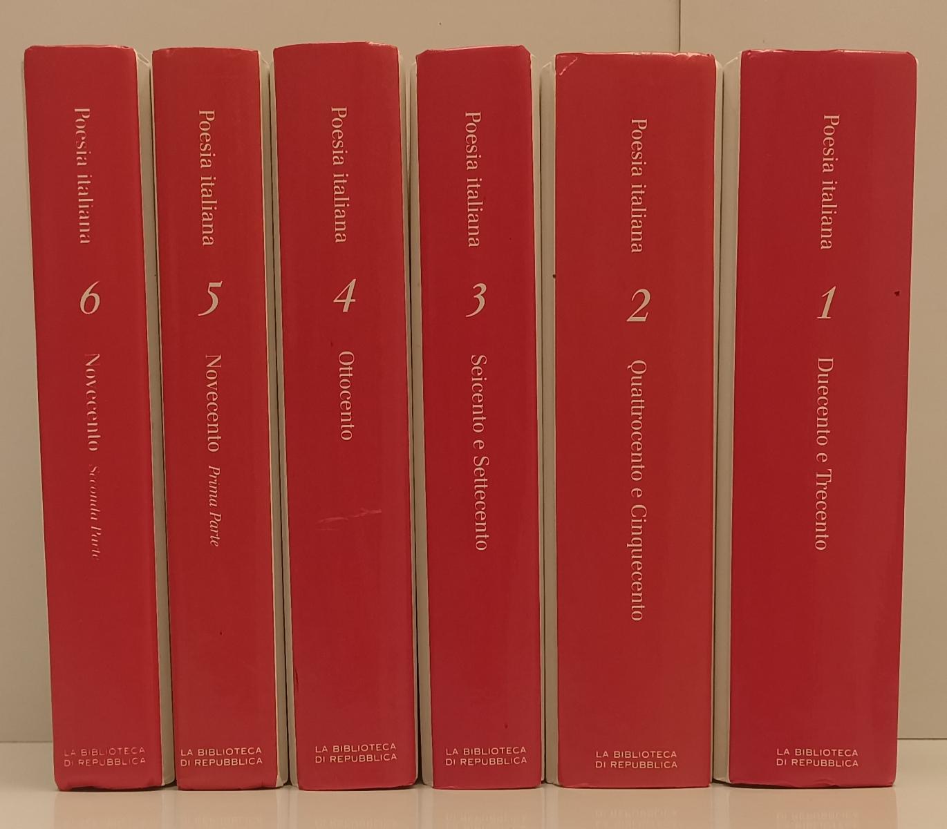 LN- POESIA ITALIANA VOLUMI 1/6 COMPLETA - BIBLIOTECA REPUBBLICA- 2004- C- BLCP23