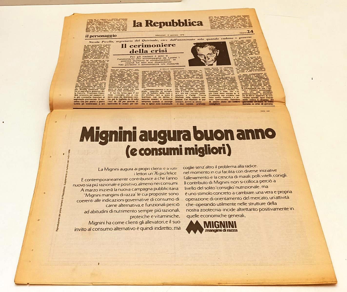 LR- QUOTIDIANO LA REPUBBLICA MERCOLEDI' 14 GENNAIO 1976 MORO BERLINGUER- RVSa337
