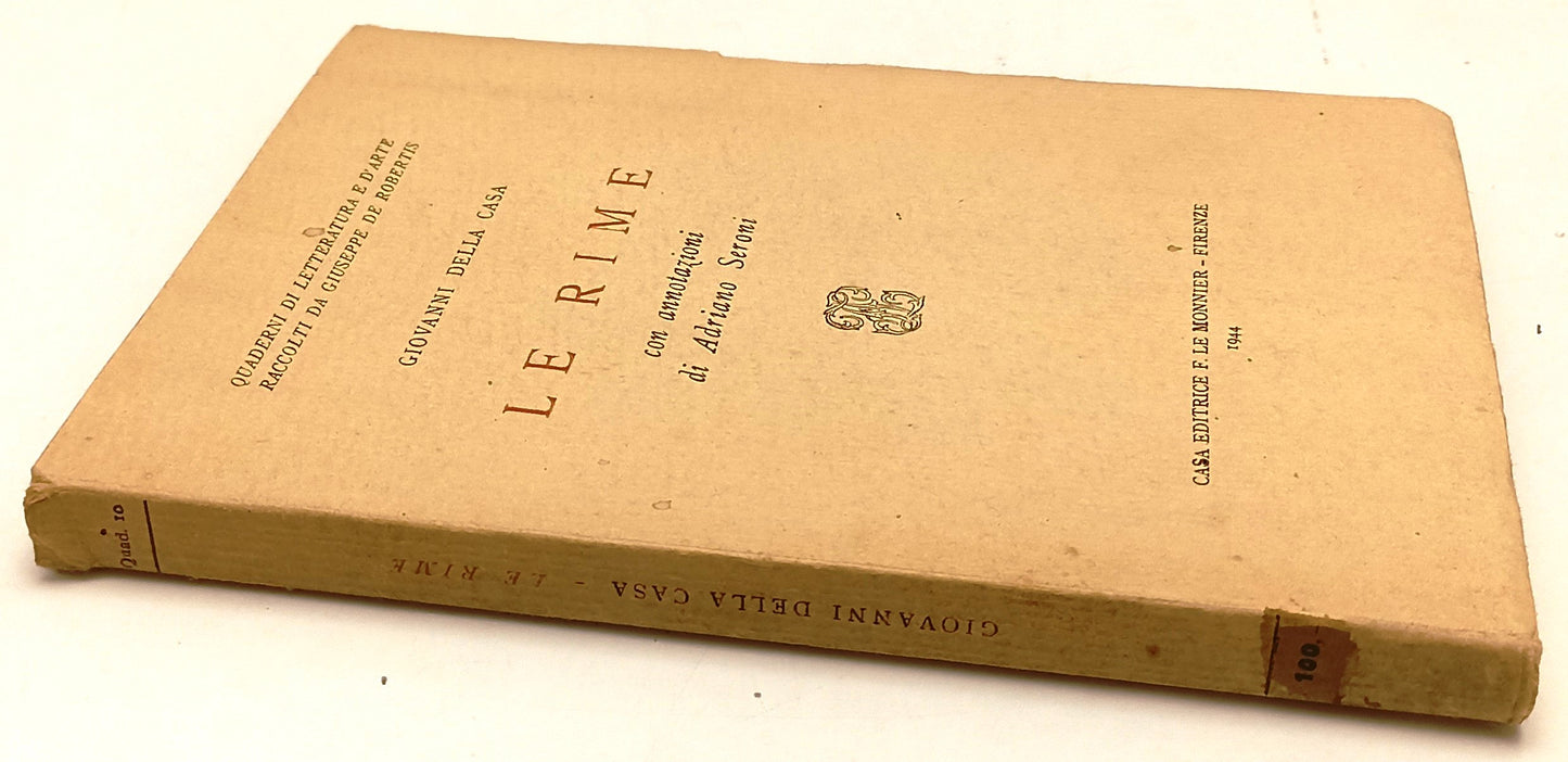 LE RIME - GIOVANNI DELLA CASA - LE MONNIER - QUADERNI-- 1944- B- XFS207