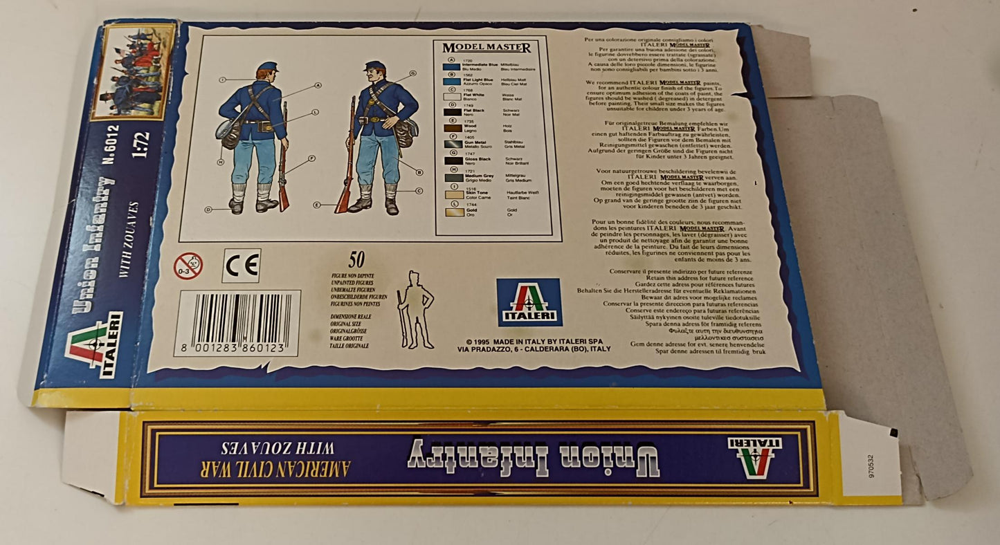 GG- SCATOLA SOLDATINI VUOTA UNION INFANTRY ZOUAVES 6012 1:72 ITALERI - RVSa120