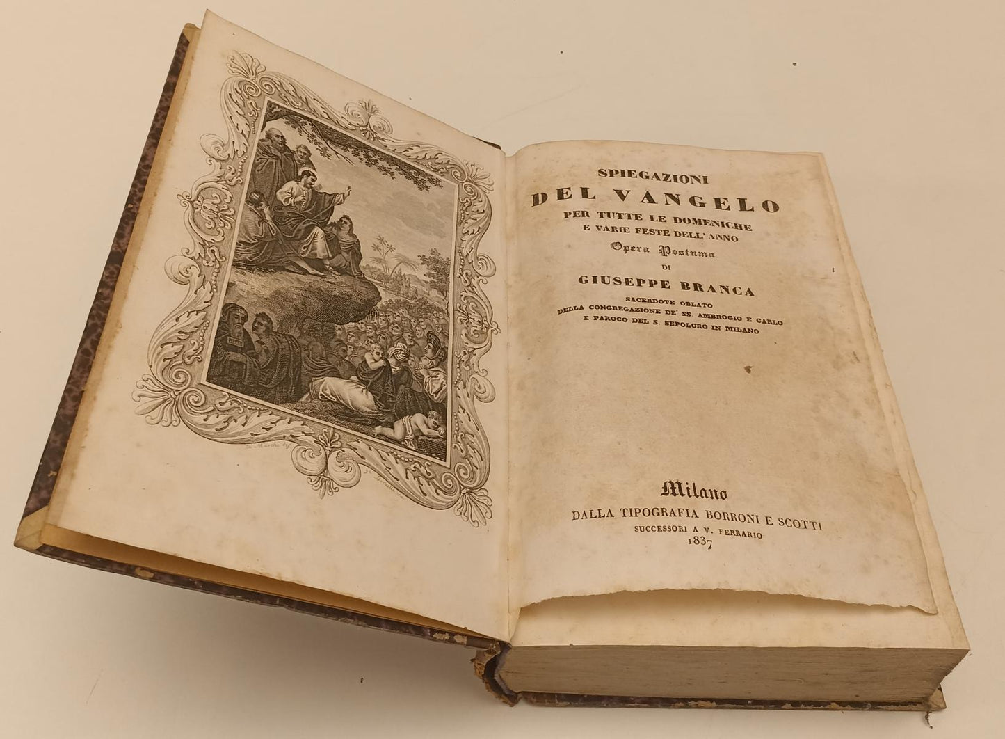 LH- SPIEGAZIONI DEL VANGELO- GIUSEPPE BRANCA- BORRONI E SCOTTI--- 1837- C-XFS134