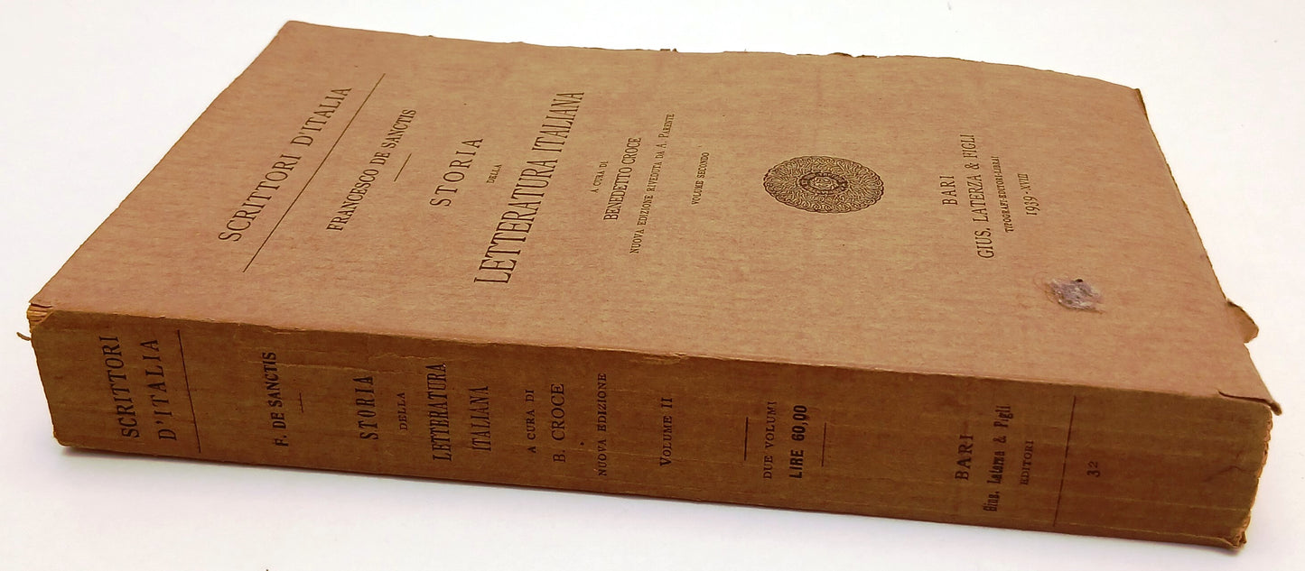 LS- STORIA DELLA LETTERATURA ITALIANA VOLUME SECONDO- DE SANCTIS- LATERZA-XFS138