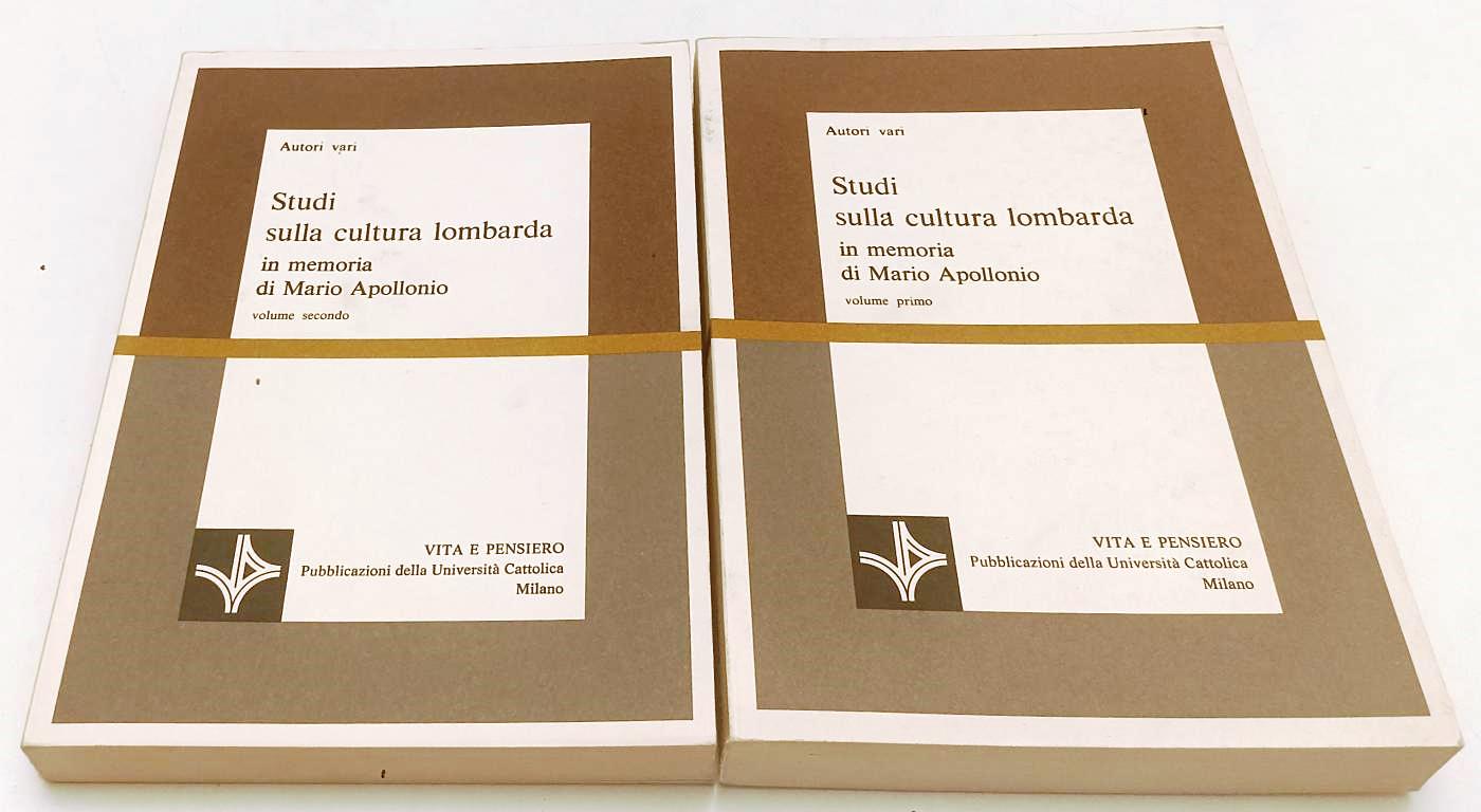 LS- STUDI CULTURA LOMBARDA MEMORIA MARIO APOLLONIO 1/2 - VITA PENSIERO - ZFS170
