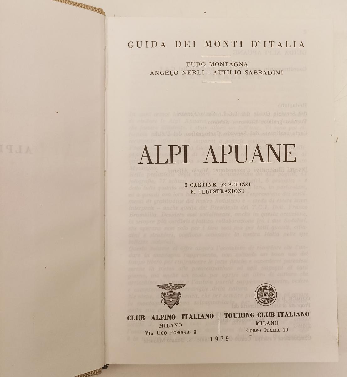 LV- ALPI APUANE -- TOURING CLUB ALPINO- GUIDA DEI MONTI D'ITALIA- 1979- C- XFS91