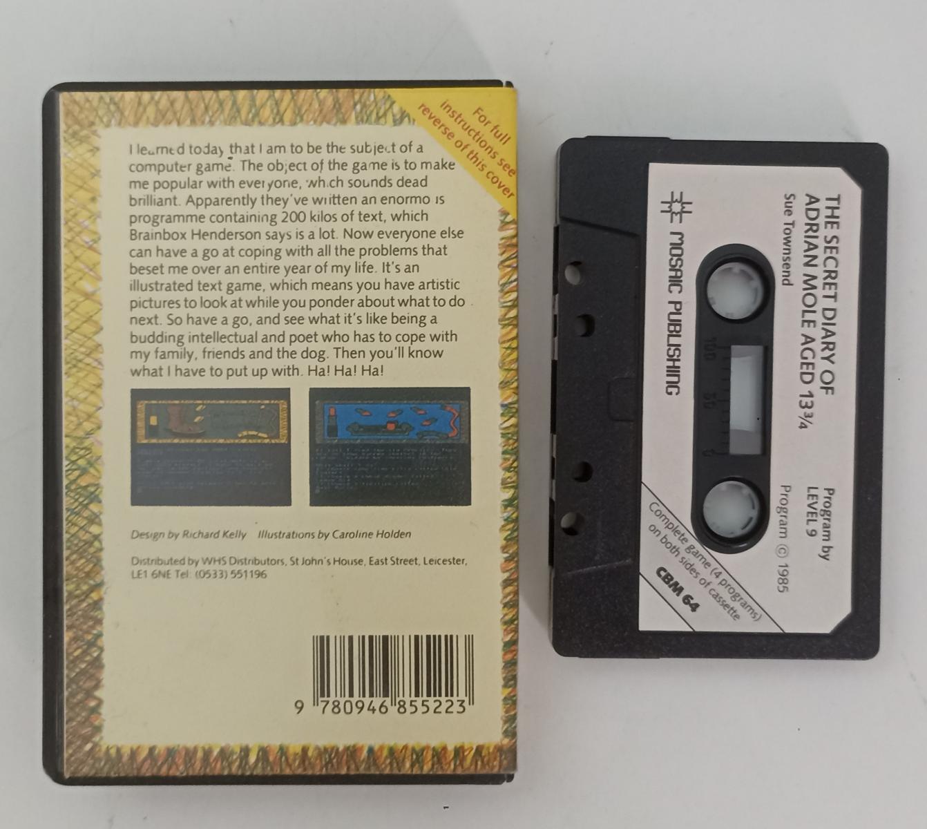 GC- GIOCO CASSETTA DIARY OF ADRIAN MOLE LEVEL 9 COMMODORE 64 MOSAIC - GTTS38
