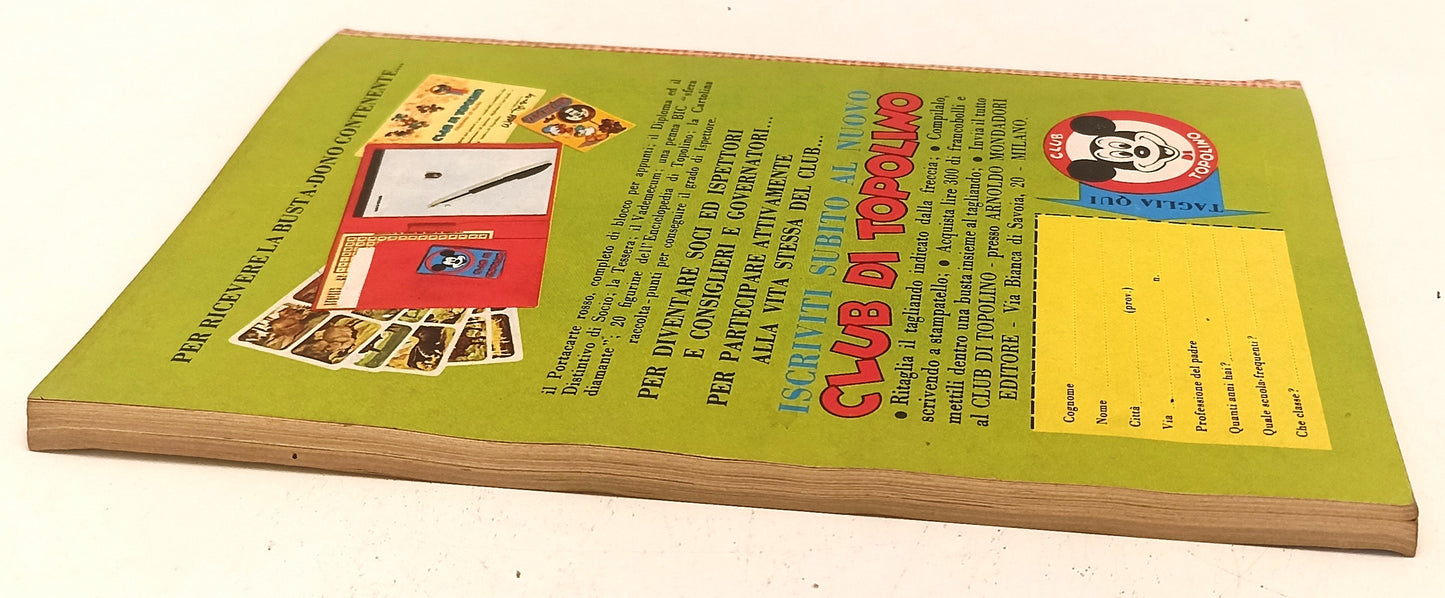 FD- TOPOLINO N.365 COMPLETO DI BOLLINO E FIGURINE- DISNEY MONDADORI- 1962- B-D25
