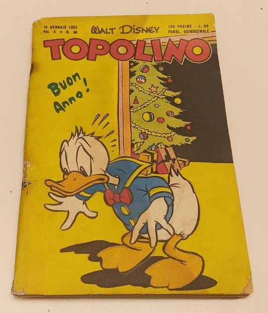 FD- TOPOLINO N.58 LIBRETTO CON BOLLINO ORIGINALE-- DISNEY MONDADORI- 1953- S-H24
