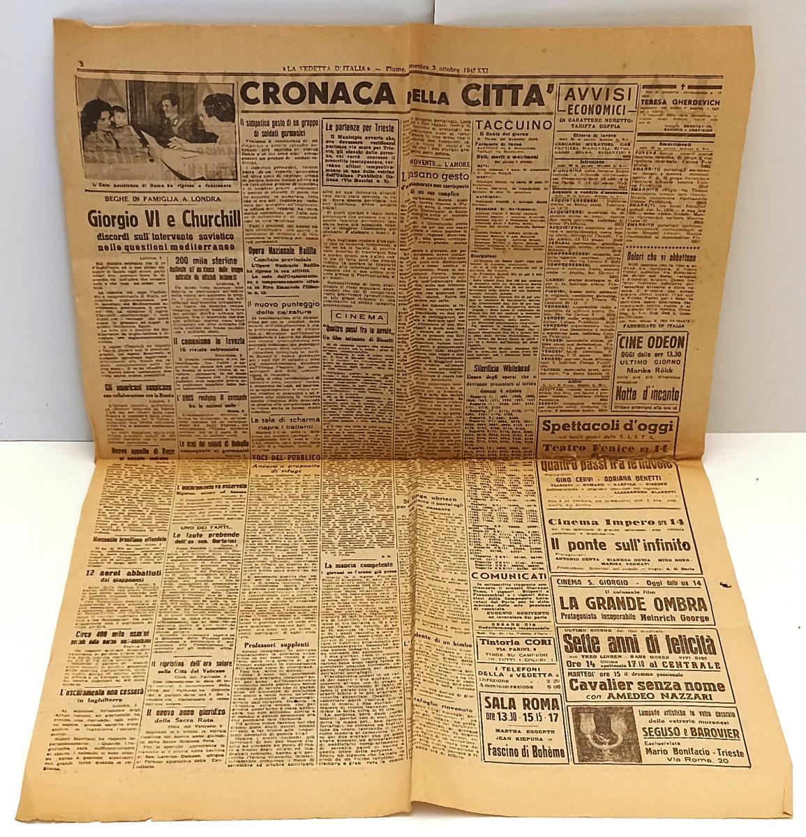 LR- GIORNALE LA VENDETTA D'ITALIA DOMENICA 3 OTTOBRE 1943 - XXI - RVSa559