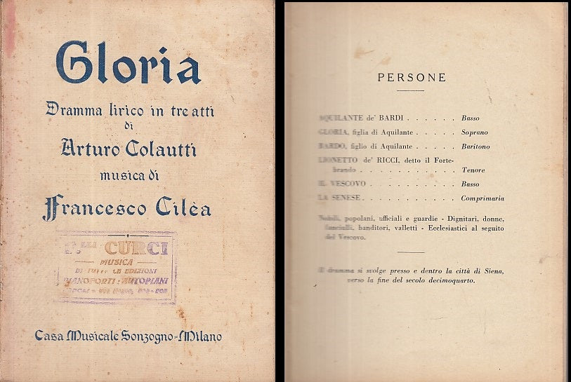 LT- LIBRETTO OPERA GLORIA - CILCA COLAUTTI ---- 1900- S- YDS470