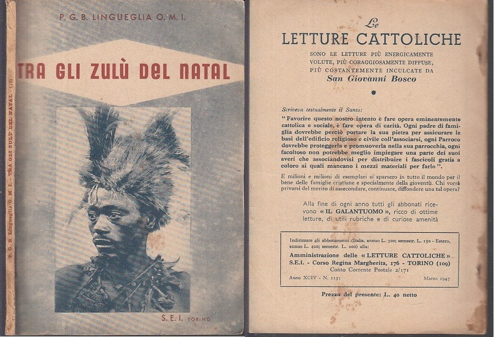 LM- TRA GLI ZULU' DEL NATAL SUD AFRICA - LINGUEGLIA - S.E.I. --- 1947 - B - MLT1