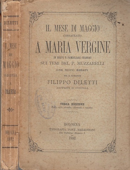 LD- IL MESE DI MAGGIO MARIA VERGINE - DILETTI - MAREGGIANI --- 1882- B- XDS21