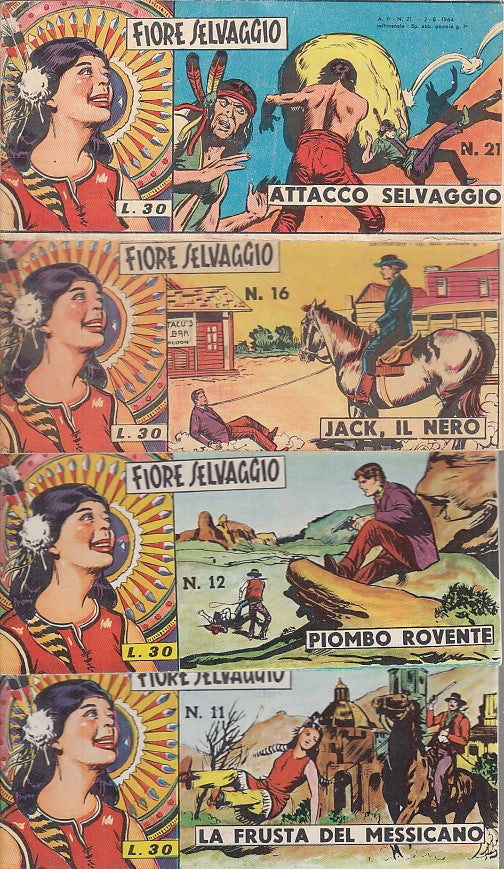FT- STRISCIA FIORE SELVAGGIO LOTTO 4 STRISCE -- IMPERIA - 1964 - S - QBX
