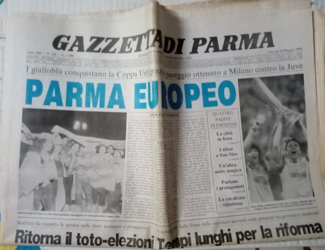 LC- GAZZETTA DI PARMA 18 MAGGIO 1995 PARMA VINCE COPPA UEFA ----- 1995 - S- YFS