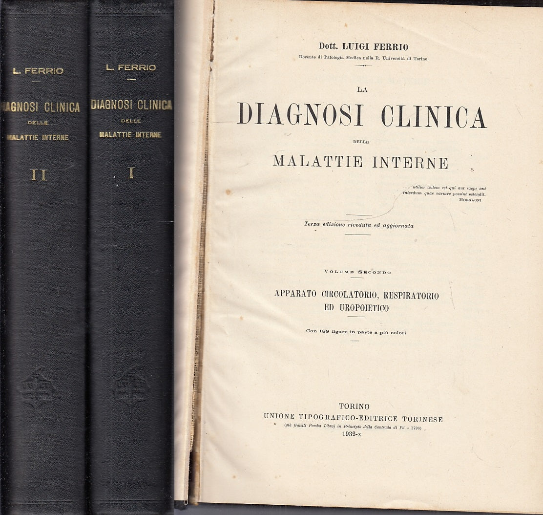 LQ- DIAGNOSI CLINICA DELLA MALATTIE INTERNE 1/2- FERRIO- UTET---- 1932- C-YFS706